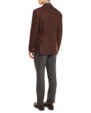 Windowpane Cashmere Two-Button Sport Coat, Tobacco