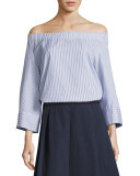 Corvara Striped Off-the-Shoulder Cotton Blouse 