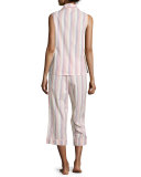 Cabana Striped Cropped Pajama Set, Coral Stripe