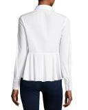 Peplum Solid Poplin Shirt, White
