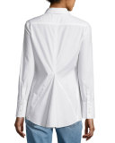 Long-Sleeve Peplum Shirt, White