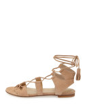 Romanflat Suede Flat Gladiator Sandal, Cashew
