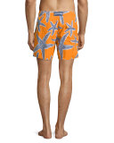 Moorea Starlets Starfish-Print Swim Trunks, Orange