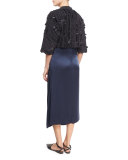 Liquid Satin Sleeveless Midi Dress, Dark Blue