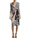 Elizabel Printed Silk Wrap Dress