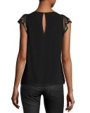 Lyla Embellished Cap-Sleeve Top