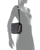 Bow-Cut Leather Shoulder Bag, Black