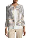 Aisha 3/4-Sleeve Playa Tweed Jacket, Multi