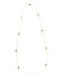 Gold Rectangle-Station Necklace, 40"L
