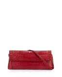 Gotham Crocodile Flap Clutch Bag, Red