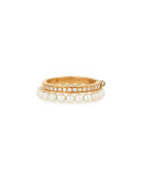 Channel-Set Diamond & Pearl Ring in 18K Gold