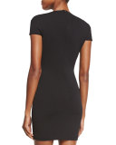 Tamara Short-Sleeve Ponte Sheath Dress, Black