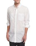 Printed Long-Sleeve Sport Shirt, White