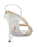 Jeweled Asymmetric Slingback Sandal, Beige/Oro