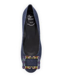 Sneaky Viv Strass Denim Pump, Dark Blue/Multi