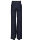 Patchwork-Front Flared-Leg Jeans, Blue
