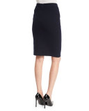 High-Waist Jersey Pencil Skirt, Midnight Blue