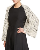 Bicolor Knit Shrug, Ivory/Black
