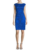 Cap-Sleeve Sheath Cocktail Dress