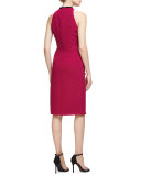 Sleeveless Ruffle-Trim Sheath Dress, Fuchsia