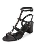 Rockstud Rolling 60mm City Sandal, Nero