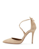 Matilde Crisscross Suede 105mm Pump, Nude