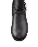 Dahlia Faux-Leather Moto Boot, Black, Youth