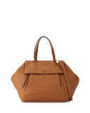 Half-Moon Medium Leather Satchel Bag, Gingerbread