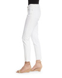 Organic Skinny Ankle Jeans, White, Petite