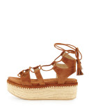Romanesque Lace-Up Platform Sandal, Saddle