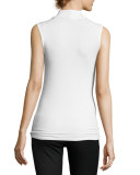 Sleeveless Stretch Jersey Mock-Neck Top
