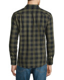 Beach Check Long-Sleeve Sport Shirt, Olive