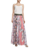 Marisa Multipattern Silk Pants, Multicolor