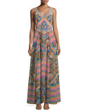 Embellished Patchwork-Print Maxi Dress, Kenyan Kaleidoscope