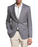 Grid Check Two-Button Sport Coat, Black/White