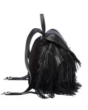 Soft Calfskin and Tessuto Fringe Backpack, Black (Nero)