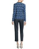 Floral Lace-Print Wool/Silk Tank, Midnight