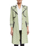 Striped Trench Jacket W/ Contrast Trim