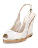 Crystal Wedge Espadrille Sandal, White