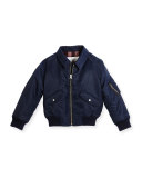 Pipley Collared Bomber Jacket, Navy, Size 4-14