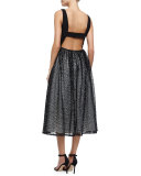 Sleeveless Scoop-Neck Textured Tea-Length Dress