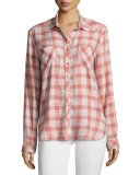 Lilya Plaid Button-Down Shirt, Rose