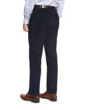 Corduroy Flat-Front Trousers, Blue