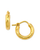 Baby Hammered 19k Gold Hoop Earrings, 14mm