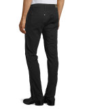 Rope-Trim Straight-Leg Denim Jeans, Black