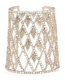 Crystal-Encrusted Spiked Lattice Cuff Bracelet