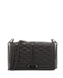 Love Quilted Turn-Lock Crossbody Bag, Black