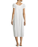 Jule Cap-Sleeve Long Nightgown, White
