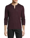 Eyelet Burnout Henley T-Shirt, Oxblood