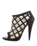 Pearly Lattice 120mm Red Sole Bootie, Black